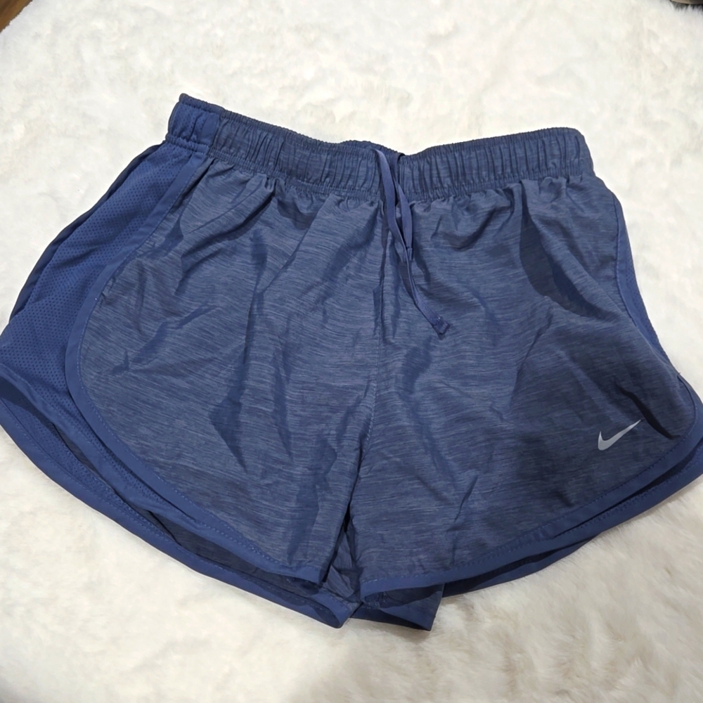 Nike Dri-Fit lined, drawer string, dusty blue women's athletic shorts size M